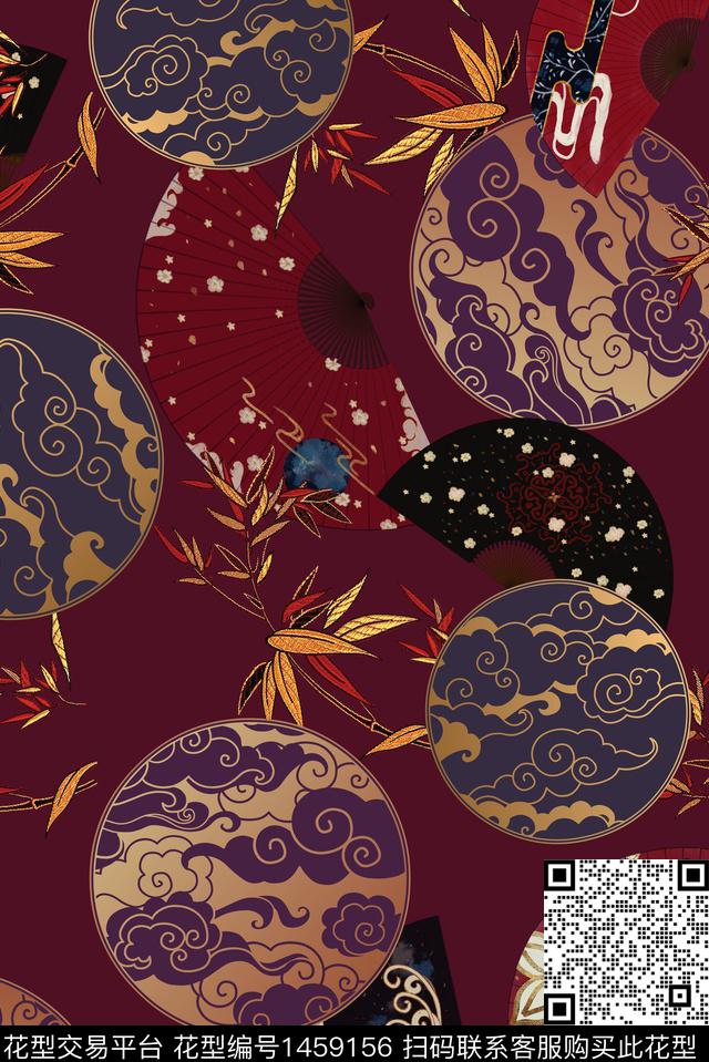 祥云香云纱竹子数码印花华亿平台下载（图片编号: 1459156） - 瓦栏（Walan）