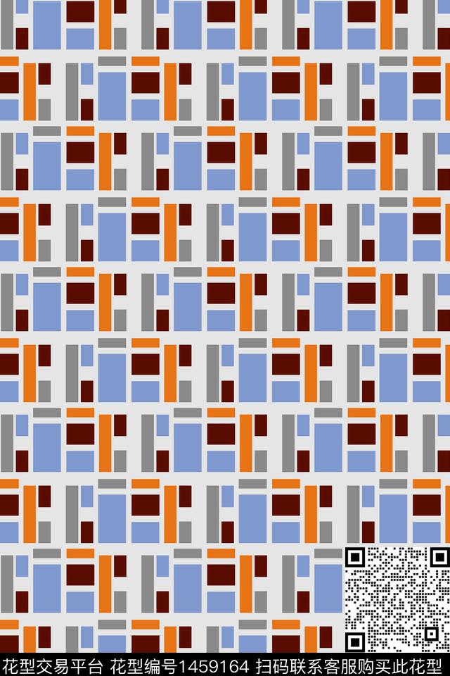 几何格子年轻女性数码印花华亿平台下载（图片编号: 1459164） - 瓦栏（Walan）