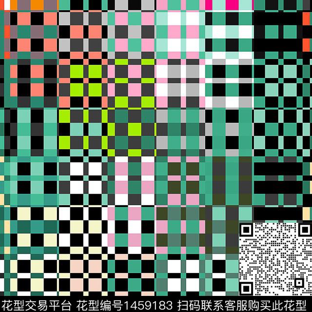 几何男装男装格子数码印花华亿平台下载（图片编号: 1459183） - 瓦栏（Walan）