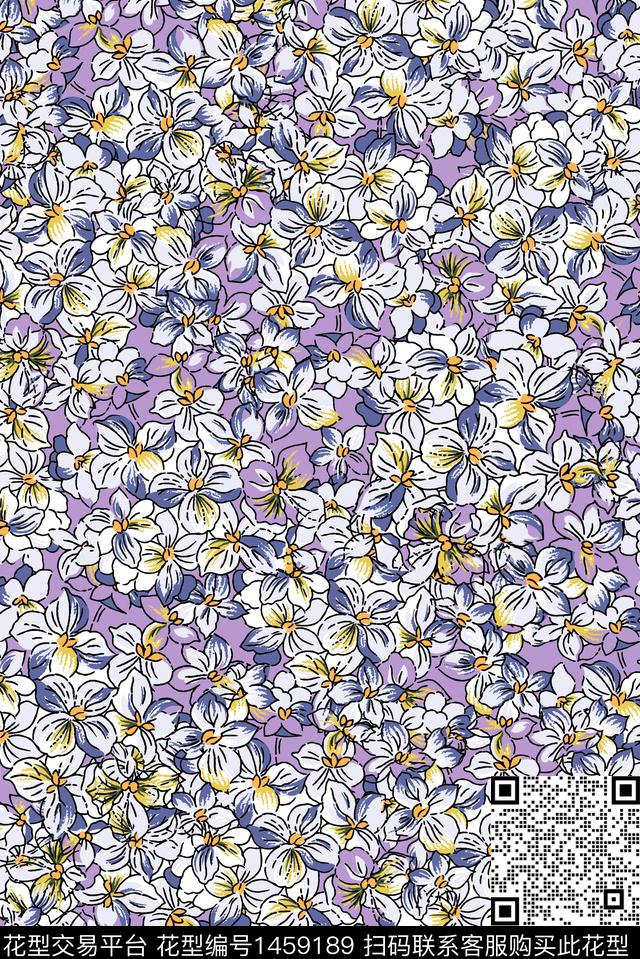 彩底花卉春夏华亿平台小碎花数码印花华亿平台下载（图片编号: 1459189） - 瓦栏（Walan）