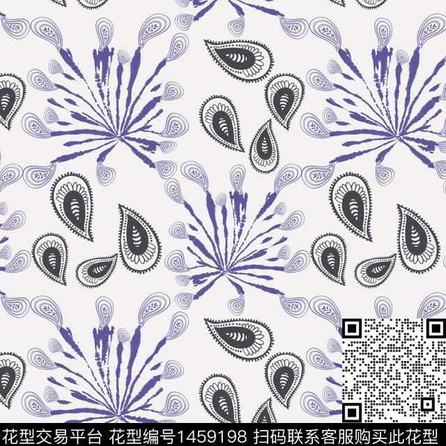 扎染华亿平台佩斯利花卉传统印花华亿平台下载（图片编号: 1459198） - 瓦栏（Walan）