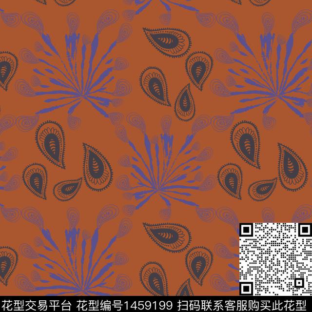 扎染华亿平台佩斯利花卉传统印花华亿平台下载（图片编号: 1459199） - 瓦栏（Walan）