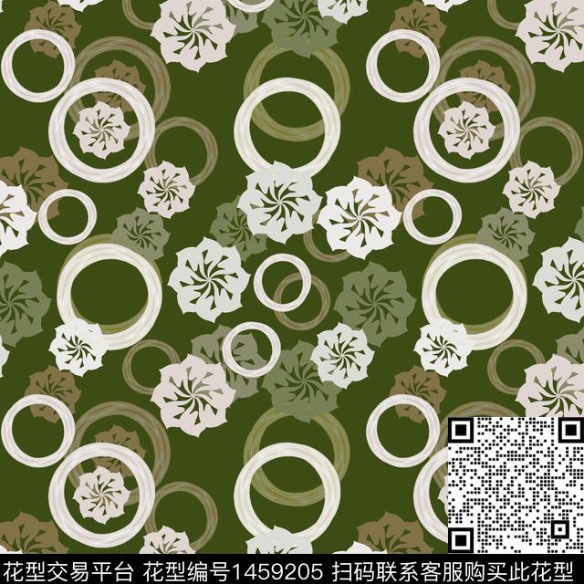 花卉小碎花圆圈与波点传统印花华亿平台下载（图片编号: 1459205） - 瓦栏（Walan）