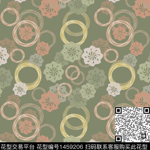 花卉小碎花圆圈与波点传统印花华亿平台下载（图片编号: 1459206） - 瓦栏（Walan）
