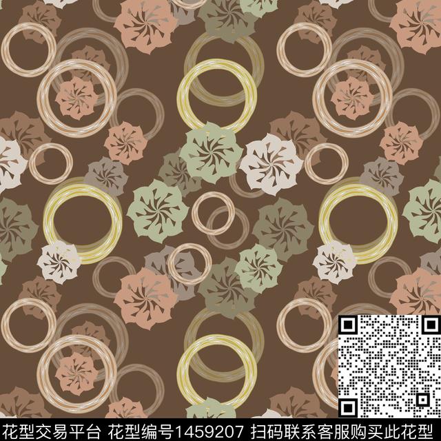 花卉小碎花圆圈与波点传统印花华亿平台下载（图片编号: 1459207） - 瓦栏（Walan）