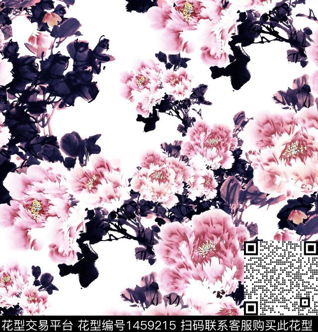 国画牡丹2022数码印花华亿平台下载（图片编号: 1459215） - 瓦栏（Walan）