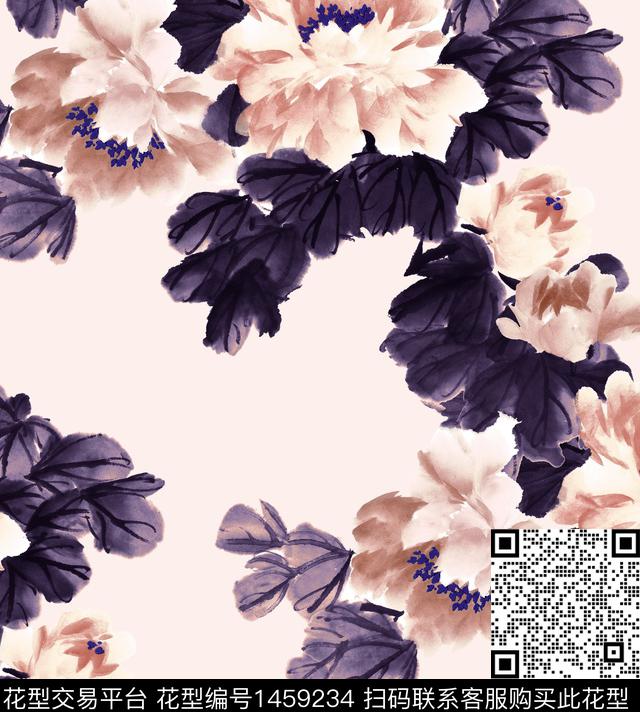 国画牡丹2022数码印花华亿平台下载（图片编号: 1459234） - 瓦栏（Walan）