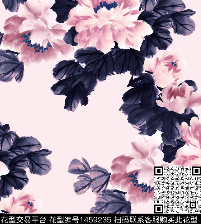 国画牡丹2022数码印花华亿平台下载（图片编号: 1459235） - 瓦栏（Walan）