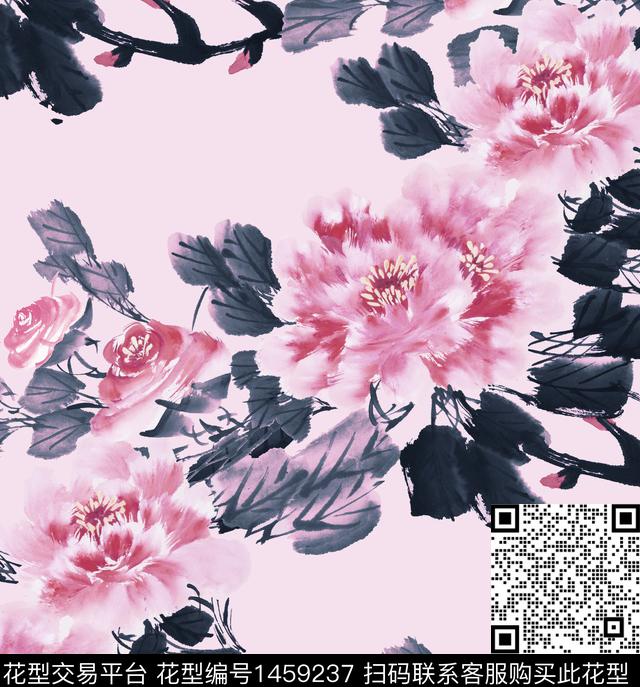 国画牡丹2022数码印花华亿平台下载（图片编号: 1459237） - 瓦栏（Walan）
