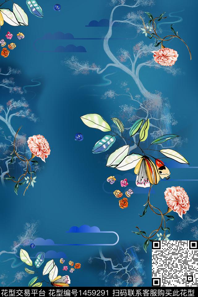 旗袍香云纱中国风数码印花华亿平台下载（图片编号: 1459291） - 瓦栏（Walan）