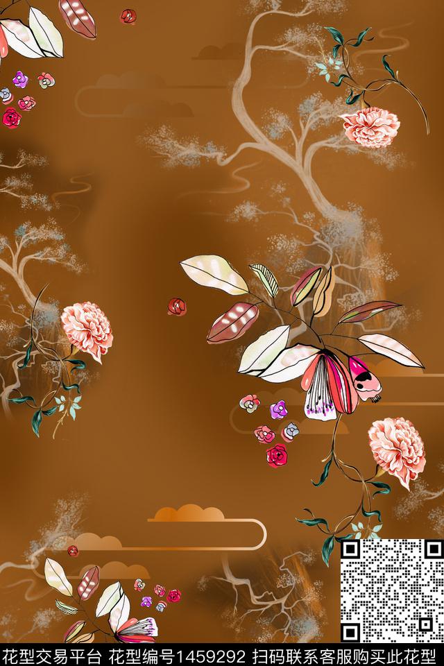 旗袍香云纱中国风数码印花华亿平台下载（图片编号: 1459292） - 瓦栏（Walan）