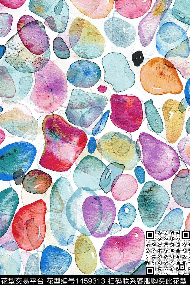几何水彩肌理数码印花华亿平台下载（图片编号: 1459313） - 瓦栏（Walan）