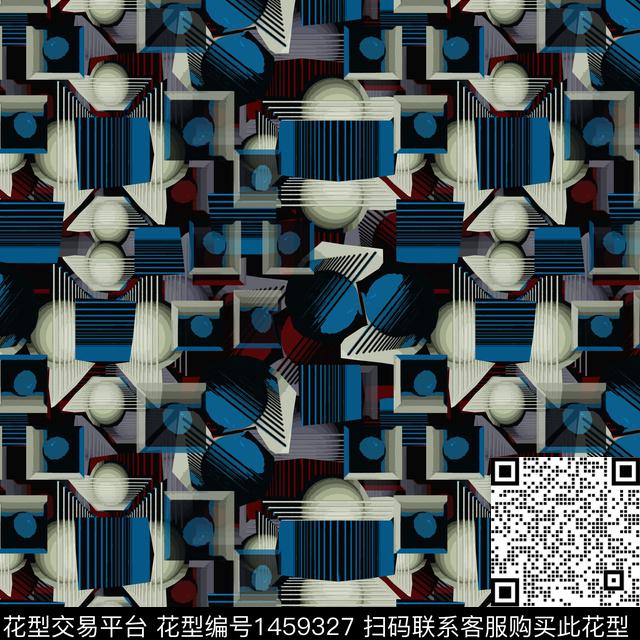 几何格子线条传统印花华亿平台下载（图片编号: 1459327） - 瓦栏（Walan）