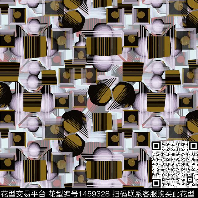 几何格子线条传统印花华亿平台下载（图片编号: 1459328） - 瓦栏（Walan）