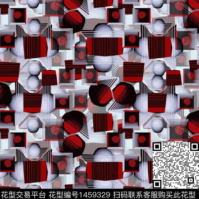 几何格子线条传统印花华亿平台下载（图片编号: 1459329） - 瓦栏（Walan）