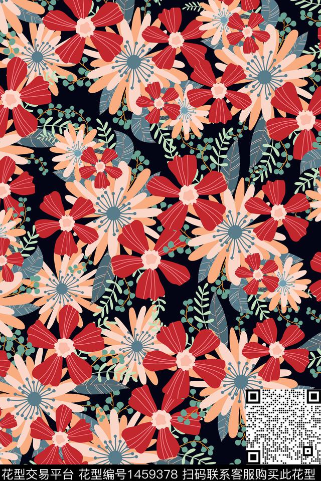 女装花卉大牌风数码印花华亿平台下载（图片编号: 1459378） - 瓦栏（Walan）