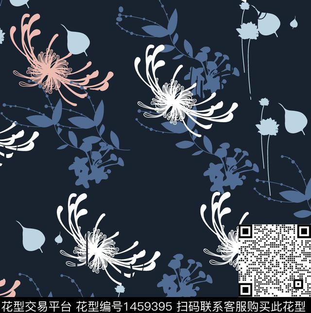 几何绿植树叶大牌风数码印花华亿平台下载（图片编号: 1459395） - 瓦栏（Walan）