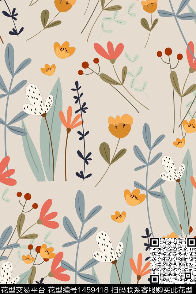 定位花扎染华亿平台花卉数码印花华亿平台下载（图片编号: 1459418） - 瓦栏（Walan）