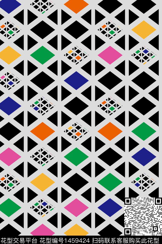 撞色年轻女性格子数码印花华亿平台下载（图片编号: 1459424） - 瓦栏（Walan）