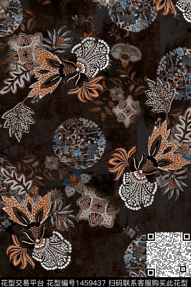 时尚民族风花卉数码印花华亿平台下载（图片编号: 1459437） - 瓦栏（Walan）