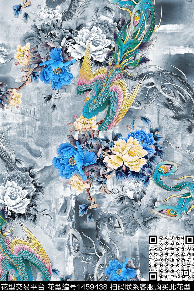 时尚花卉真丝数码印花华亿平台下载（图片编号: 1459438） - 瓦栏（Walan）