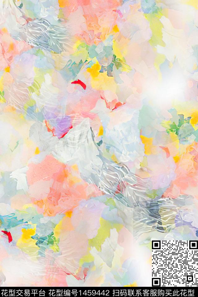 肌理抽象真丝数码印花华亿平台下载（图片编号: 1459442） - 瓦栏（Walan）