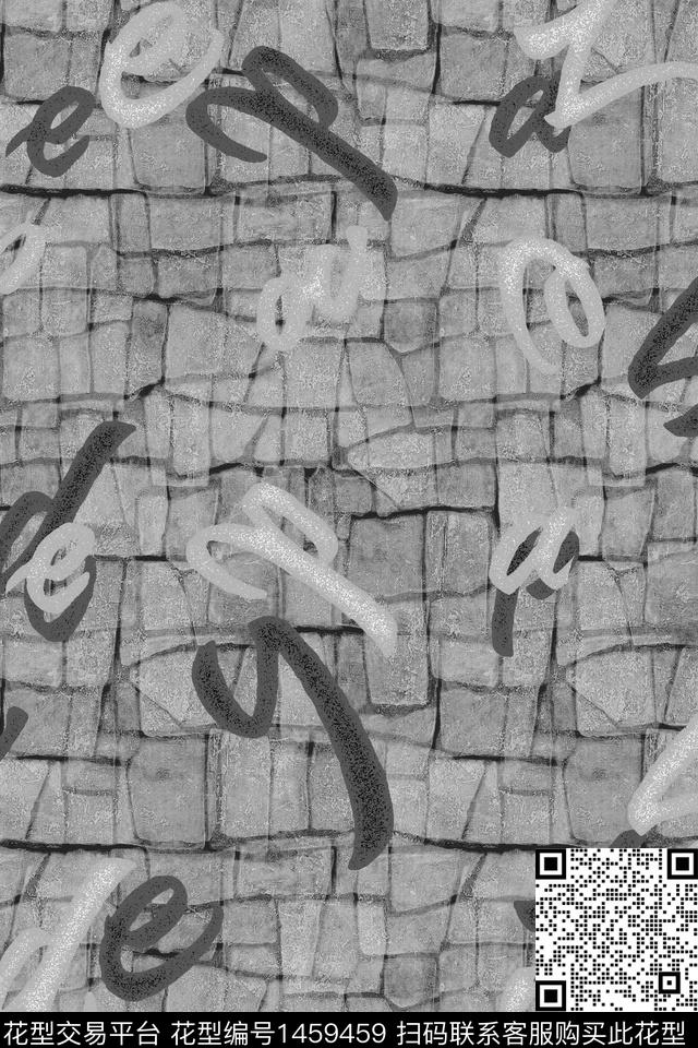 几何格子字母数码印花华亿平台下载（图片编号: 1459459） - 瓦栏（Walan）