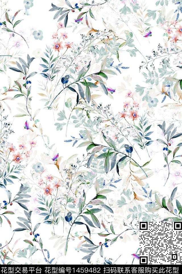 花卉大牌风小清新数码印花华亿平台下载（图片编号: 1459482） - 瓦栏（Walan）