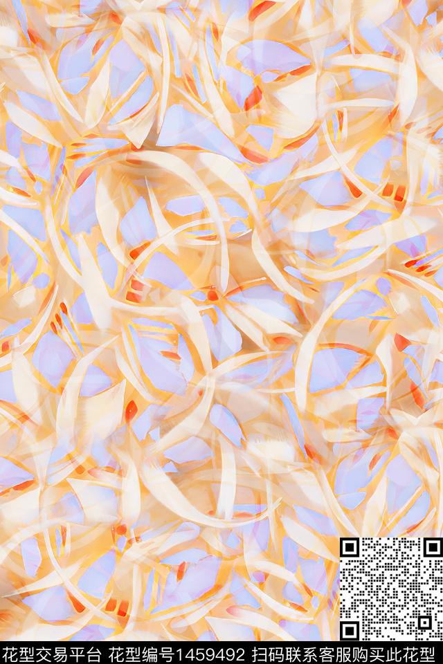 肌理抽象花卉大牌风数码印花华亿平台下载（图片编号: 1459492） - 瓦栏（Walan）