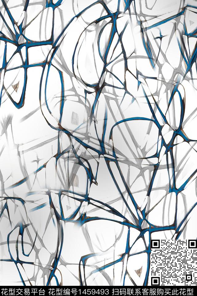 几何肌理抽象花卉数码印花华亿平台下载（图片编号: 1459493） - 瓦栏（Walan）