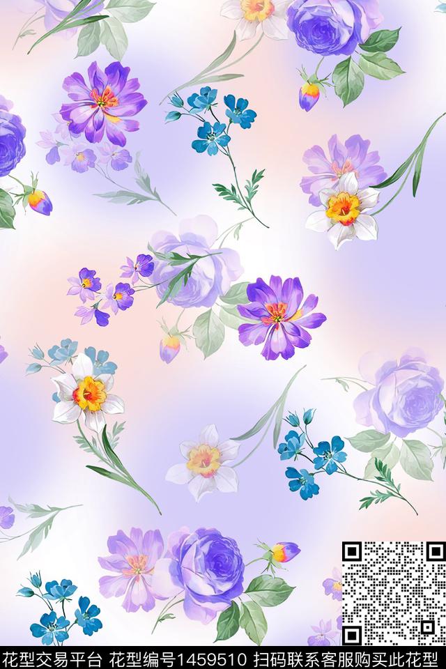 绿植树叶水彩年轻女性数码印花华亿平台下载（图片编号: 1459510） - 瓦栏（Walan）