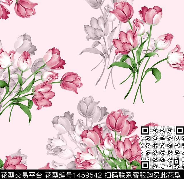 连衣裙水彩年轻女性数码印花华亿平台下载（图片编号: 1459542） - 瓦栏（Walan）