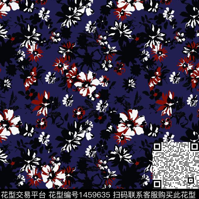 花卉满版散花传统华亿平台传统印花华亿平台下载（图片编号: 1459635） - 瓦栏（Walan）