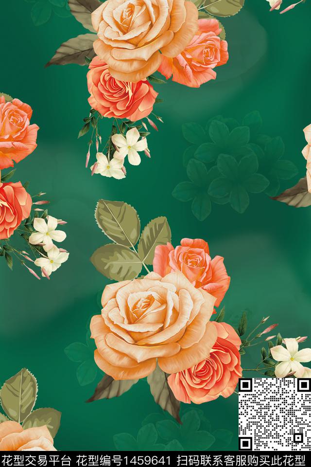 纸印花花卉大花数码印花华亿平台下载（图片编号: 1459641） - 瓦栏（Walan）