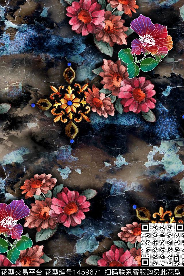 数码华亿平台花卉雕印华亿平台数码印花华亿平台下载（图片编号: 1459671） - 瓦栏（Walan）