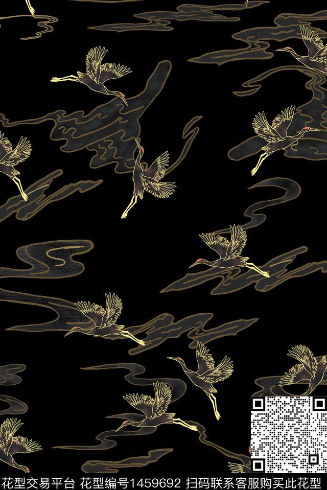 仙鹤女装中国风数码印花华亿平台下载（图片编号: 1459692） - 瓦栏（Walan）