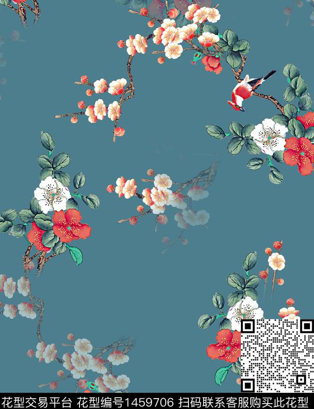 连衣裙女装花卉传统印花华亿平台下载（图片编号: 1459706） - 瓦栏（Walan）