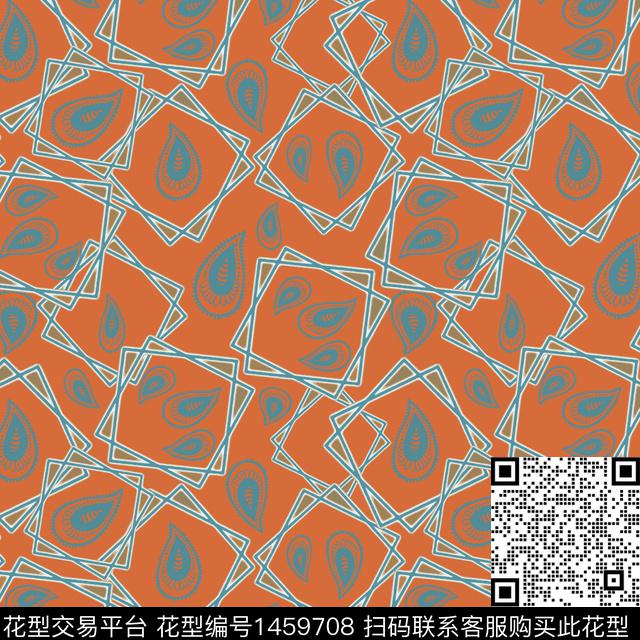 格子大牌风佩斯利图案传统印花华亿平台下载（图片编号: 1459708） - 瓦栏（Walan）