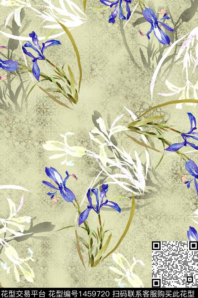 绿植树叶水彩肌理数码印花华亿平台下载（图片编号: 1459720） - 瓦栏（Walan）