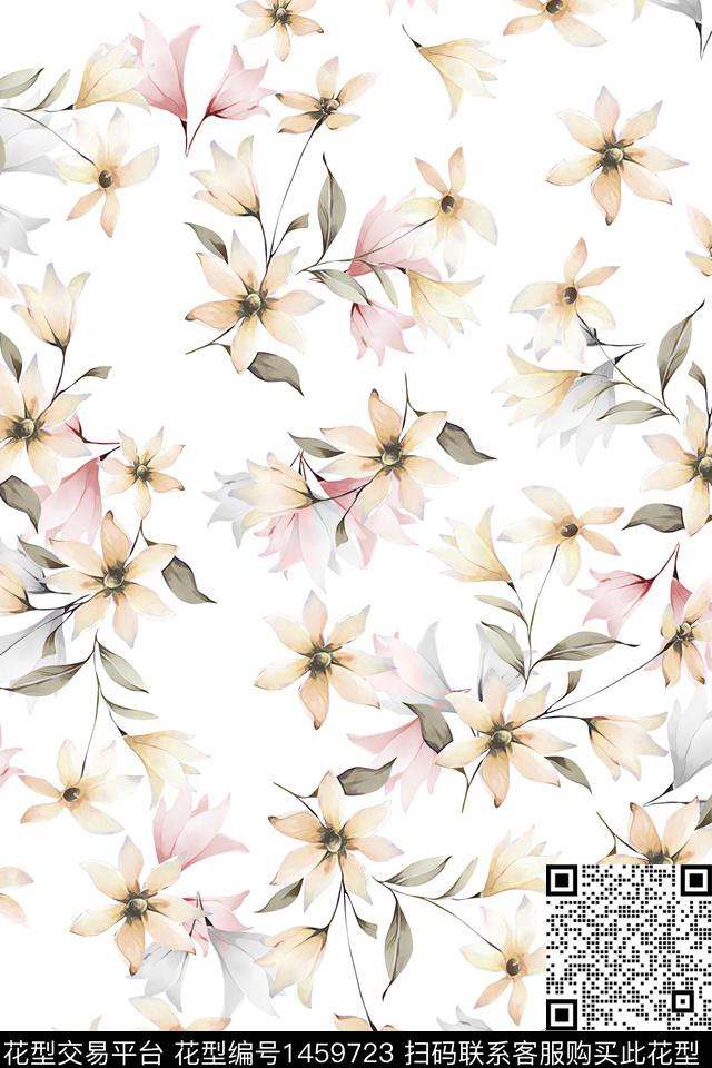 水彩大牌风年轻女性数码印花华亿平台下载（图片编号: 1459723） - 瓦栏（Walan）