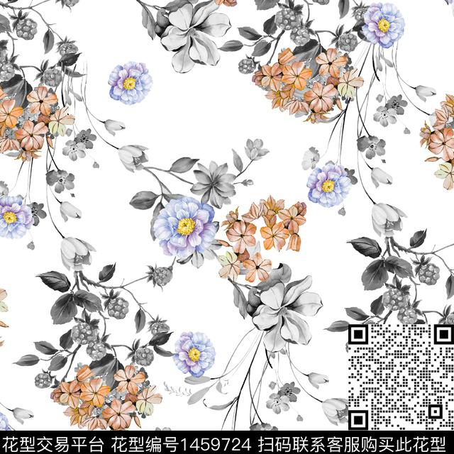 绿植树叶简约大牌风数码印花华亿平台下载（图片编号: 1459724） - 瓦栏（Walan）