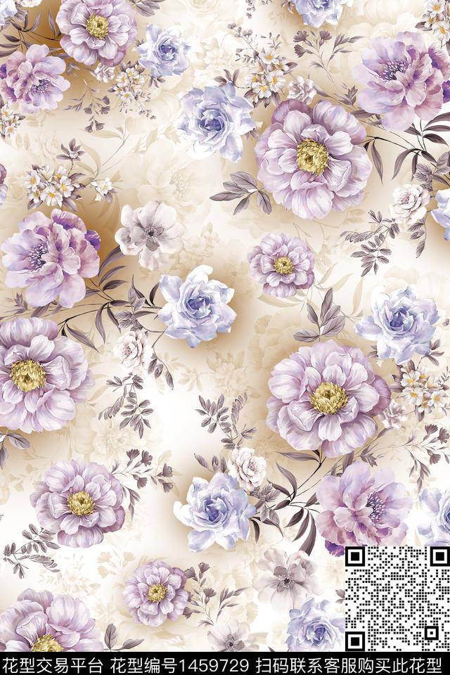 绿植树叶水彩迪拜花卉数码印花华亿平台下载（图片编号: 1459729） - 瓦栏（Walan）