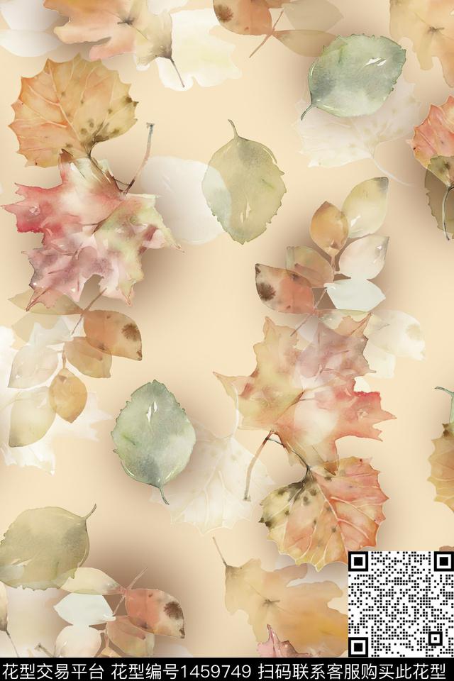 绿植树叶花卉大牌风数码印花华亿平台下载（图片编号: 1459749） - 瓦栏（Walan）