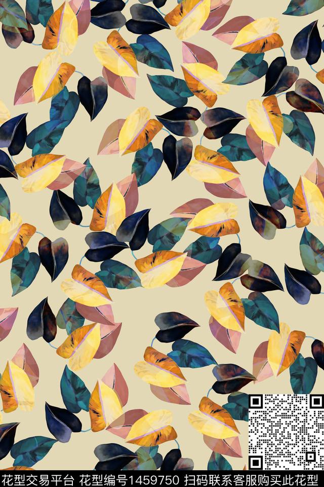 绿植树叶花卉大牌风数码印花华亿平台下载（图片编号: 1459750） - 瓦栏（Walan）