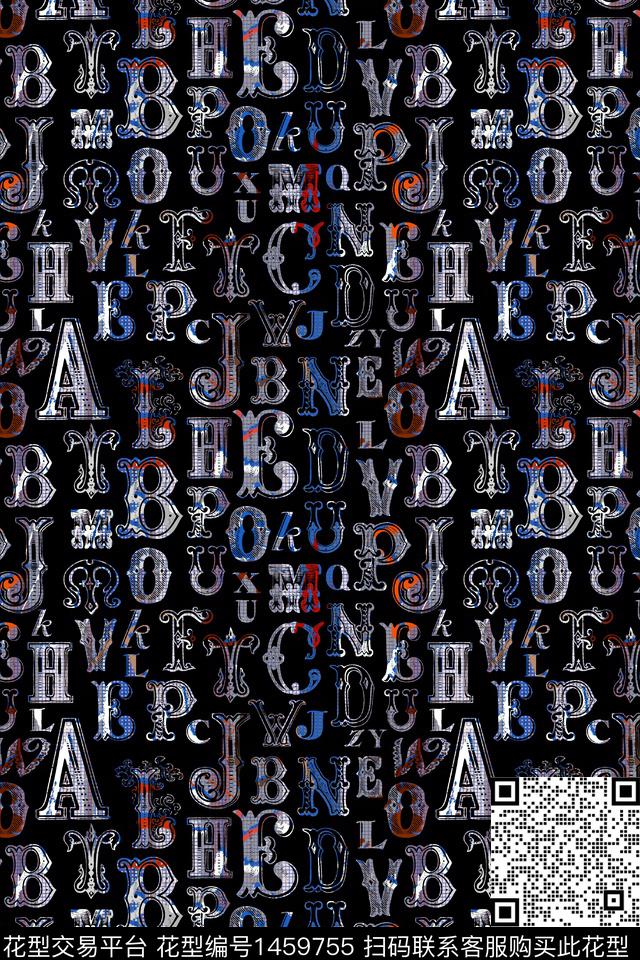 男装满版花格子字母数码印花华亿平台下载（图片编号: 1459755） - 瓦栏（Walan）