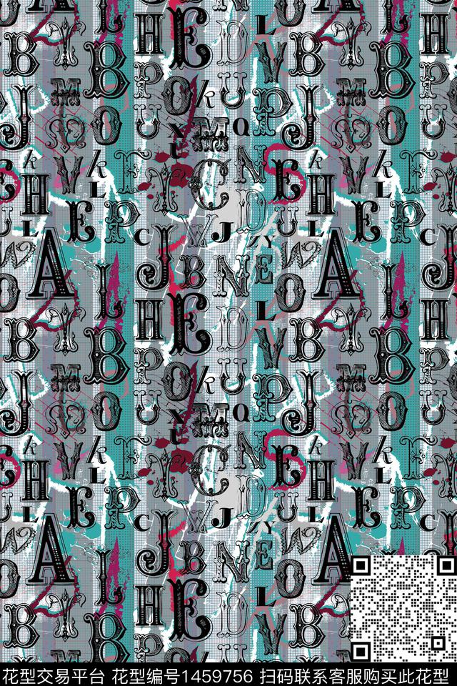 男装满版花格子字母数码印花华亿平台下载（图片编号: 1459756） - 瓦栏（Walan）