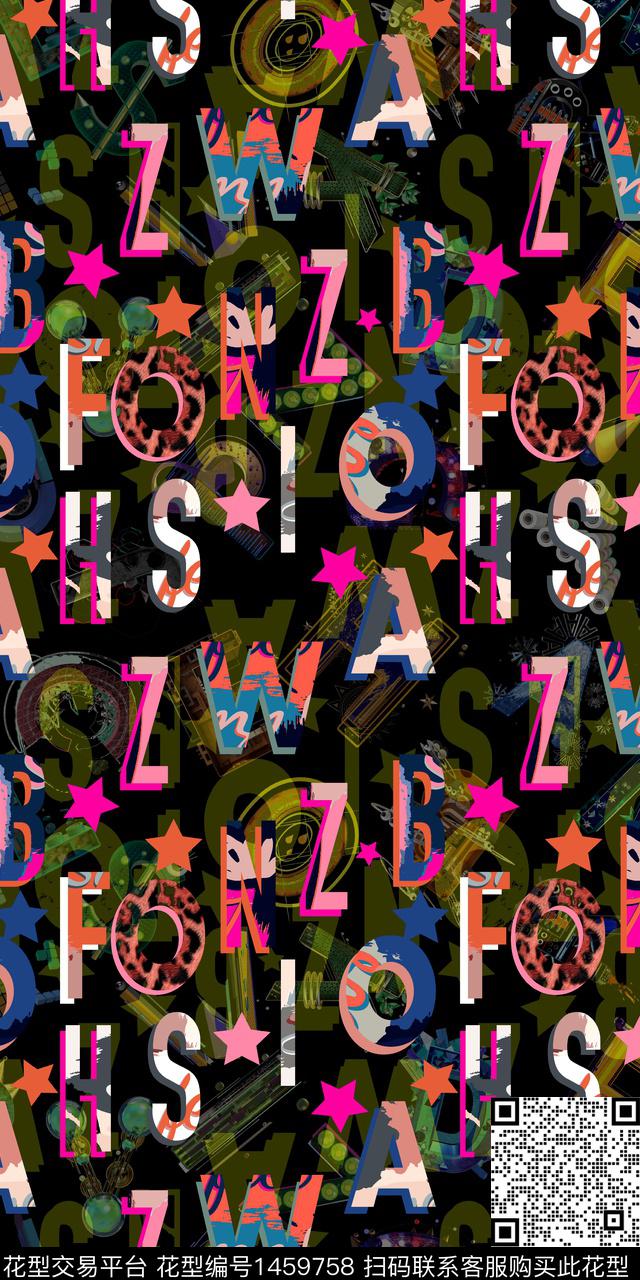 男装满版花格子字母数码印花华亿平台下载（图片编号: 1459758） - 瓦栏（Walan）