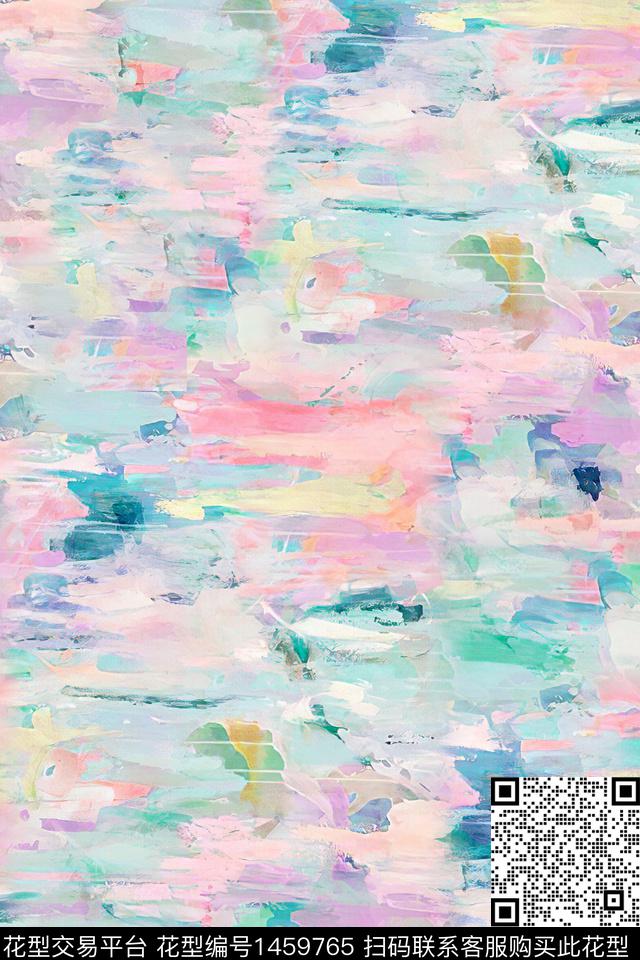 小清新抽象真丝数码印花华亿平台下载（图片编号: 1459765） - 瓦栏（Walan）