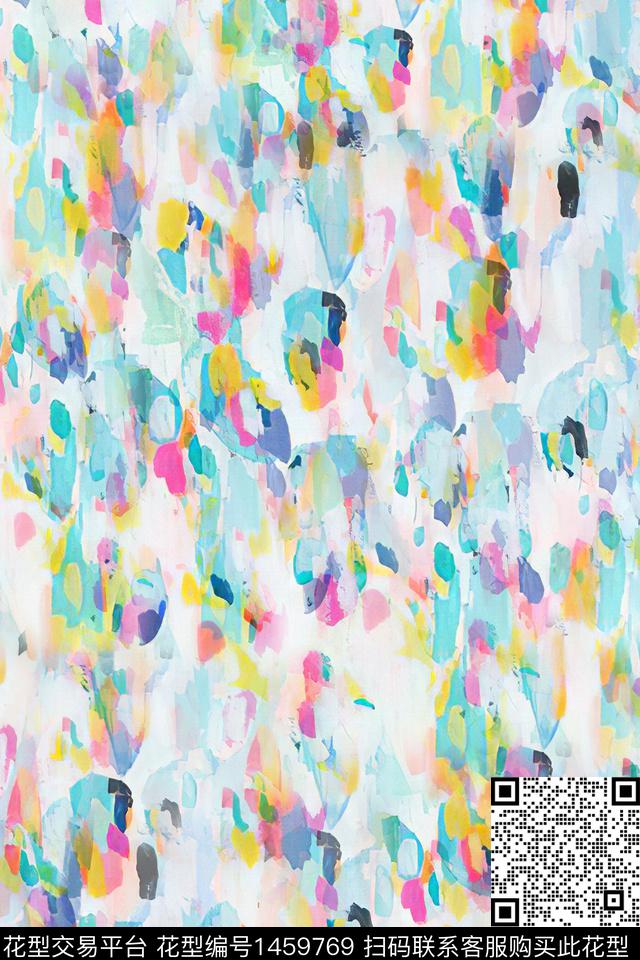 小清新抽象真丝数码印花华亿平台下载（图片编号: 1459769） - 瓦栏（Walan）