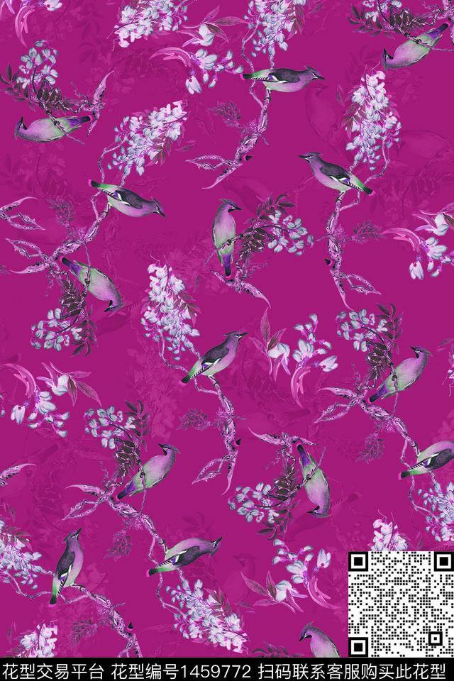 鸟花卉大牌风数码印花华亿平台下载（图片编号: 1459772） - 瓦栏（Walan）